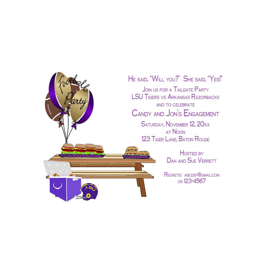 TAILGATE FOOTBALL TABLE  CUSTOM INVITATION