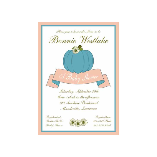 TEAL PUMPKIN AND BANNER CUSTOM INVITATION