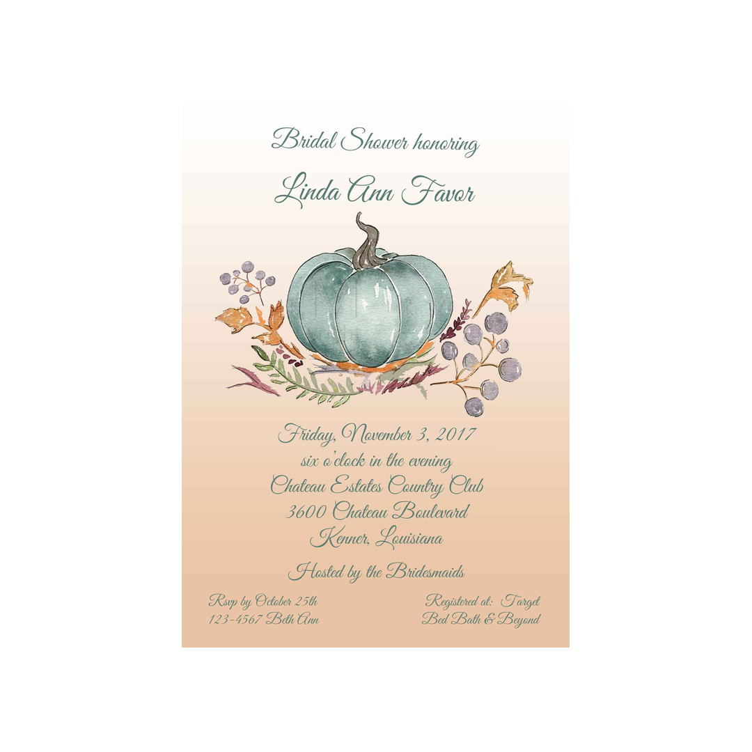 TEAL PUMPKIN CUSTOM INVITATION