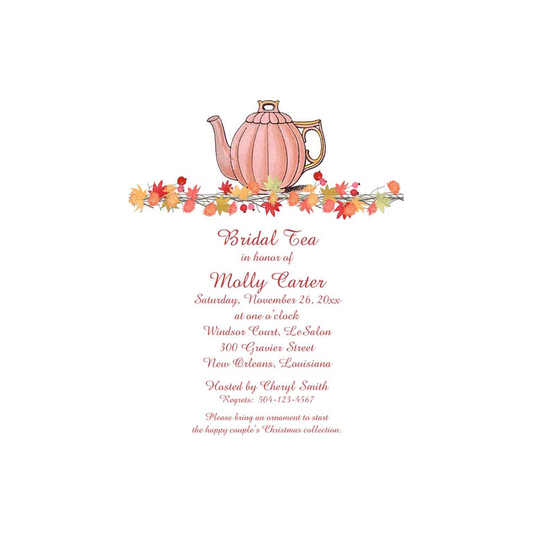 TEAPOT AND FALL GARLAND CUSTOM INVITATION