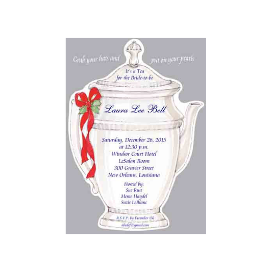 TEAPOT WITH RIBBON CUSTOM INVITATION