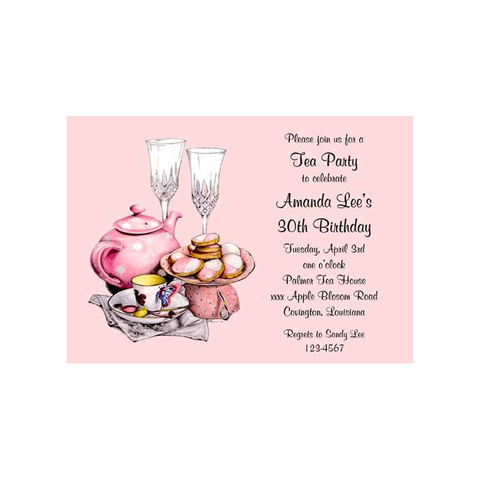 TEA, BISCUITS AND CHAMPAGNE CUSTOM INVITATION