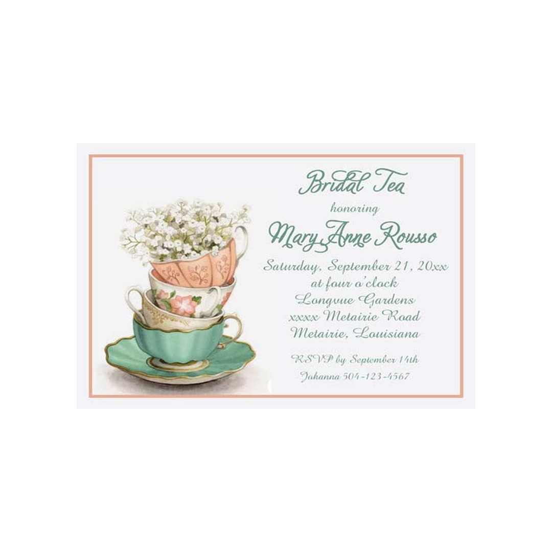 TEA CUPS AND BABY'S BREATH CUSTOM INVITATION