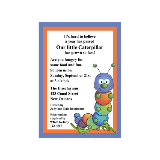 THE CUTEST CATERPILLAR CUSTOM INVITATION