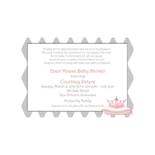 TIARA OR CROWN ON PILLOW CUSTOM INVITATION