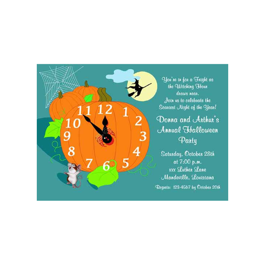 TICK TOCK PUMPKIN CLOCK CUSTOM INVITATION