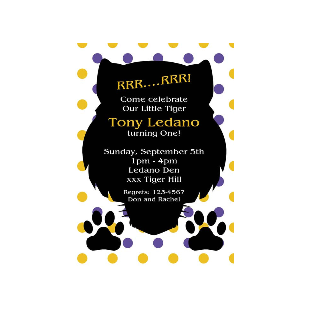 TIGER HEAD SILHOUETTE CUSTOM INVITATION