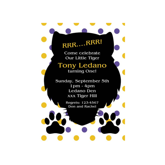 TIGER HEAD SILHOUETTE CUSTOM INVITATION
