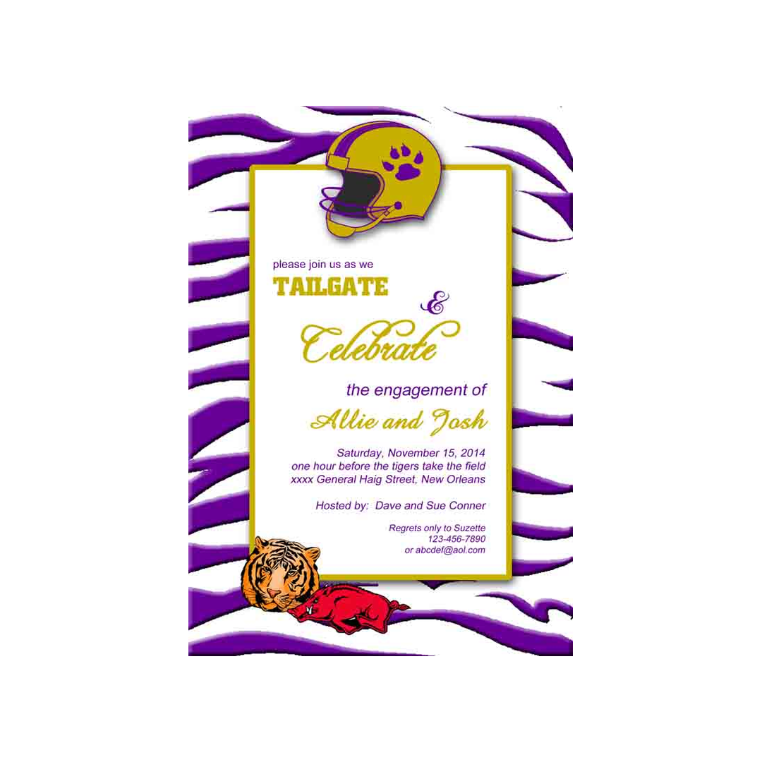 TIGER PATTERN PURPLE CUSTOM INVITATION