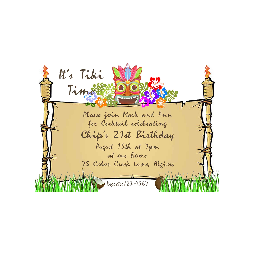 TIKI TIME CUSTOM INVITATION