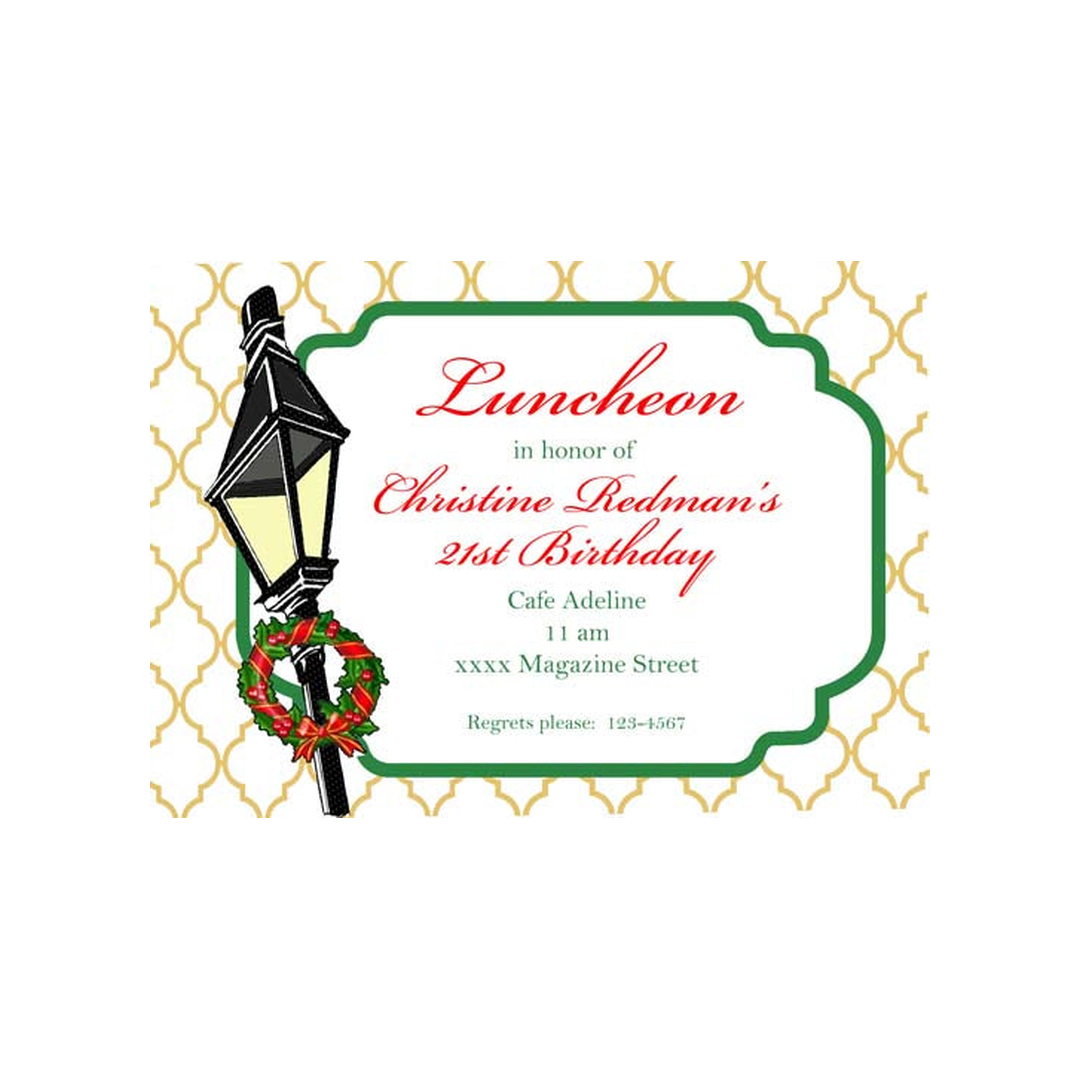 TILTED CHRISTMAS LAMPPOST CUSTOM INVITATION