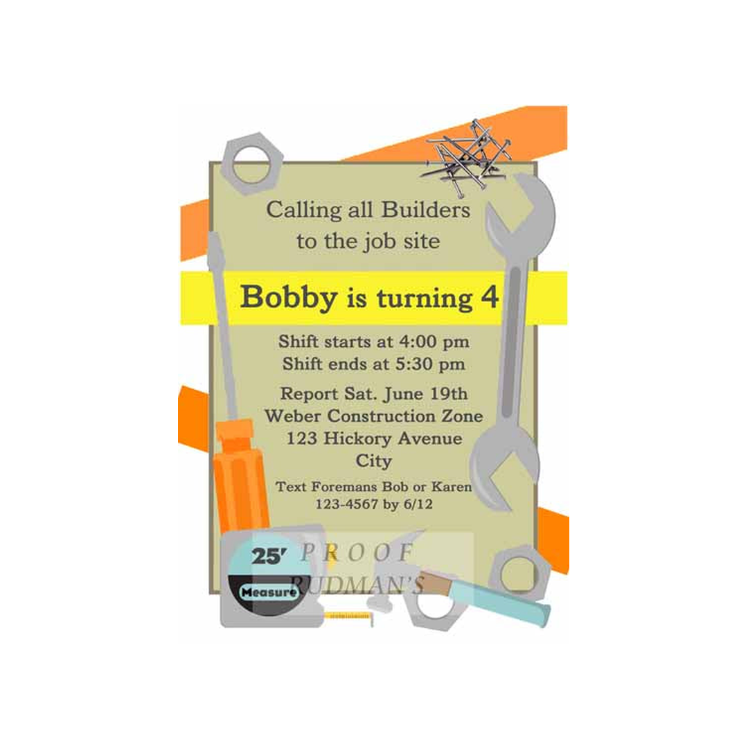 TOOLS GALORE CUSTOM INVITATION
