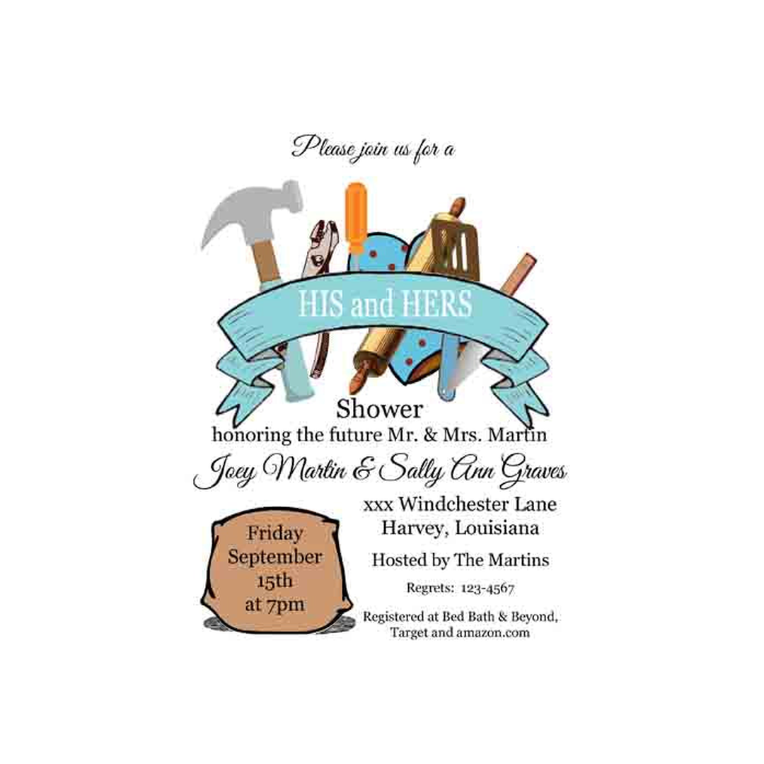 TOOLS & KITCHEN GIFTS CUSTOM INVITATION