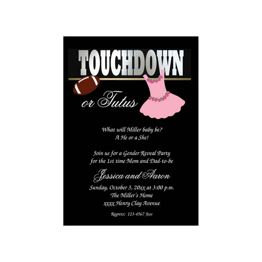TOUCHDOWN OR TUTUS CUSTOM INVITATION