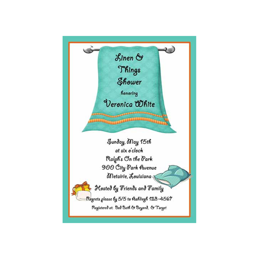 TOWELS ON A BAR CUSTOM INVITATION