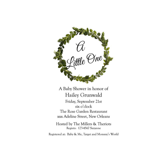 TRADITIONAL GREEN WREATH CUSTOM INVITATION