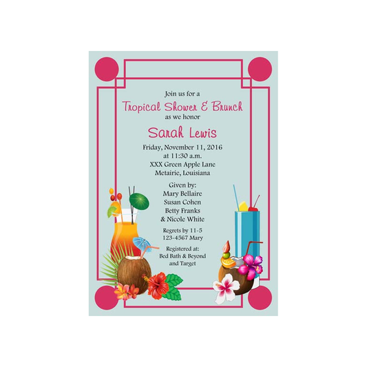 TROPICAL DRINKS CUSTOM INVITATION