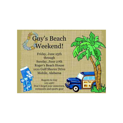 TROPICAL PALMS AND CAR CUSTOM INVITATION