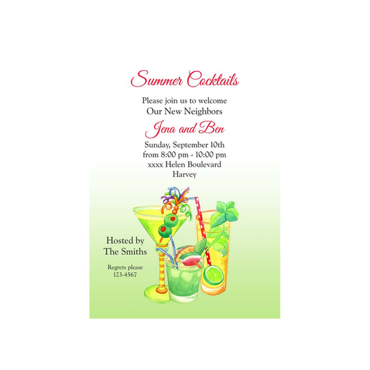 TROPICAL SUMMER COCKTAILS CUSTOM INVITATION