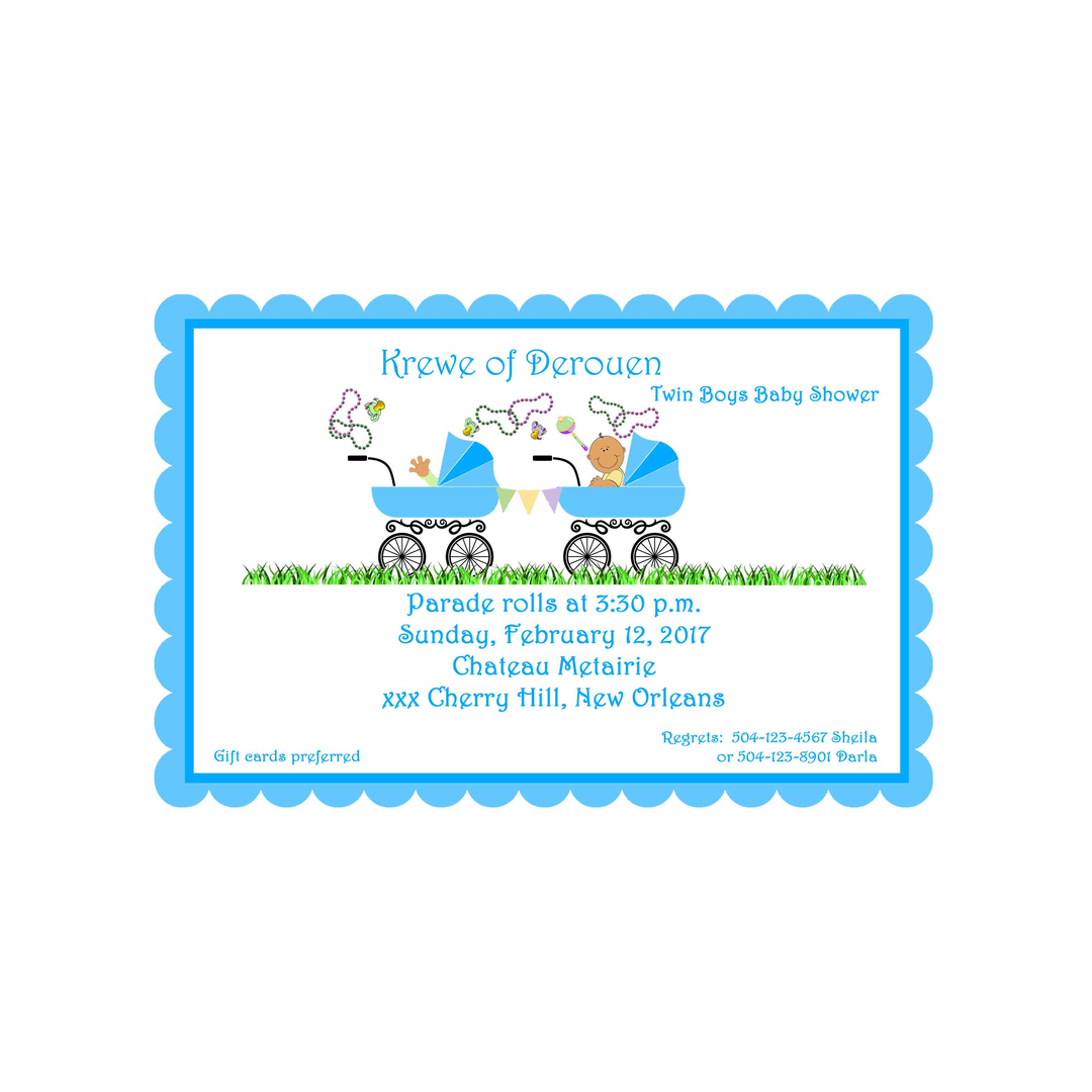 TWIN BABY BUGGIES CUSTOM INVITATION