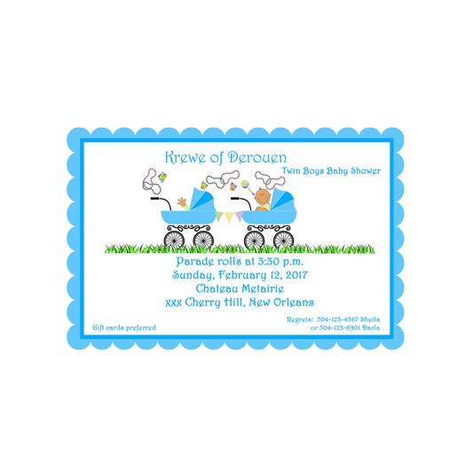 TWIN BABY BUGGIES CUSTOM INVITATION