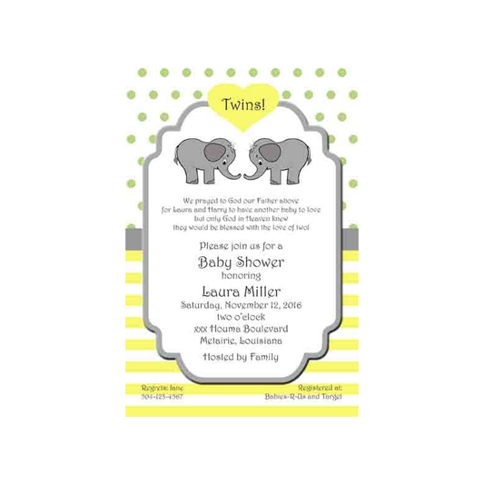 TWIN ELEPHANTS CUSTOM INVITATION