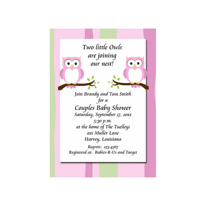 TWIN OWLS CUSTOM INVITATION
