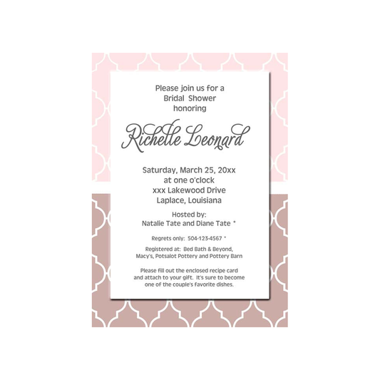TWO-TONE DECORATIVE QUAD BACKGROUND CUSTOM INVITATION