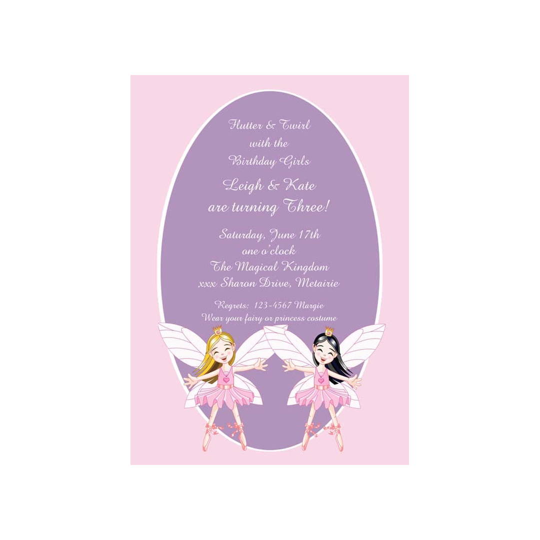 TWO BALLERINA FAIRIES CUSTOM INVITATION