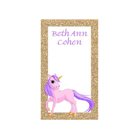 UNICORN AND GLITTER PERSONALIZED GIFT OR CALLING CARDS