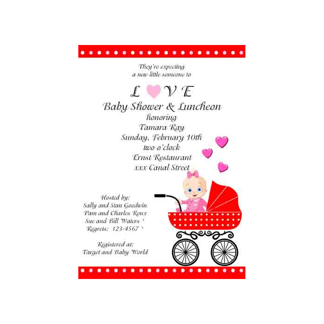 VALENTINE BUGGY CUSTOM INVITATION