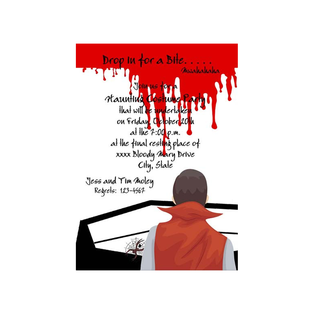 VAMPIRE AND DRIPPING BLOOD CUSTOM INVITATION