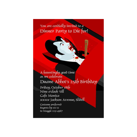 VAMPIRE IN HIS COFFIN CUSTOM INVITATION