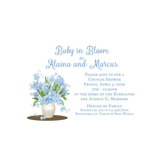 VASE OF BLUE FLOWERS CUSTOM INVITATION
