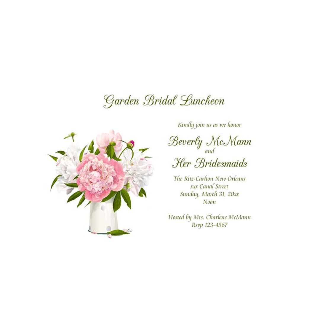 VASE OF WHITE AND PINK PEONIES CUSTOM INVITATION