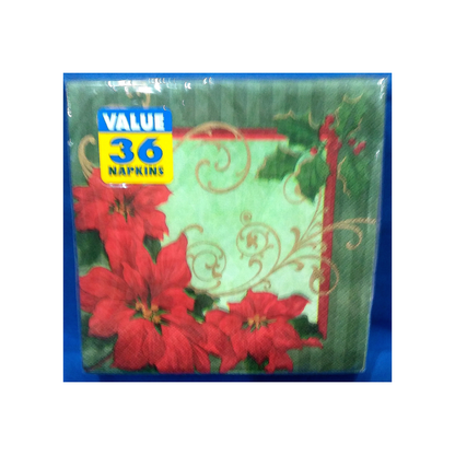 VINTAGE POINSETTIA PAPER LUNCHEON NAPKINS