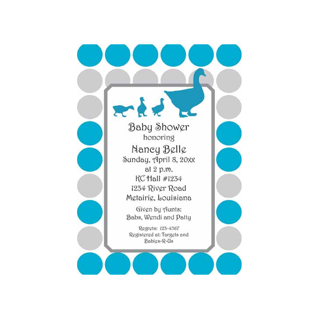 WADDLING MOMMY AND BABY DUCKS CUSTOM INVITATION