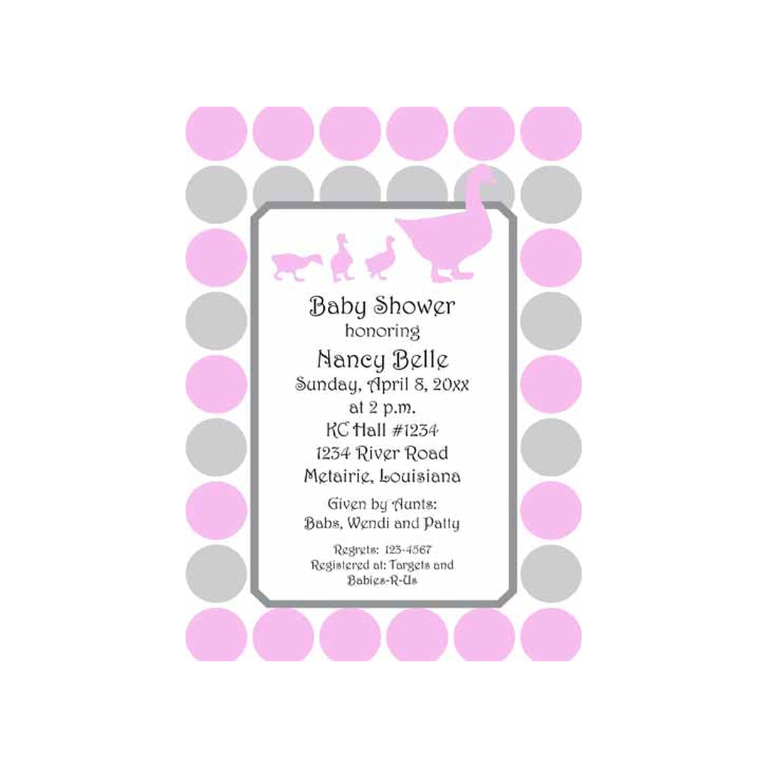 WADDLING MOMMY AND BABY DUCKS CUSTOM INVITATION