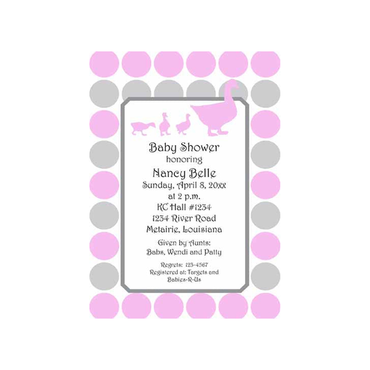 WADDLING MOTHER AND BABY DUCKS CUSTOM INVITATION