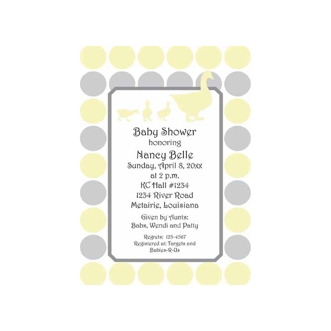 WADDLING MOMMY AND BABY DUCKS CUSTOM INVITATION