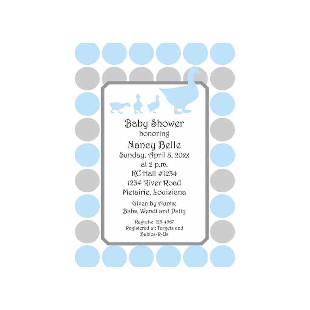 WADDLING MOMMY AND BABY DUCKS CUSTOM INVITATION