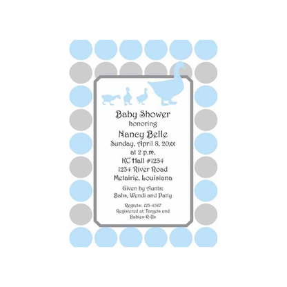 WADDLING MOMMY AND BABY DUCKS CUSTOM INVITATION