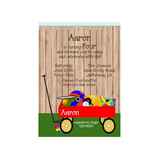 WAGON OF TOYS CUSTOM INVITATION