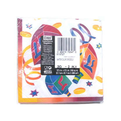 WATERCOLOR DREIDELS PAPER LUNCHEON NA[KINS