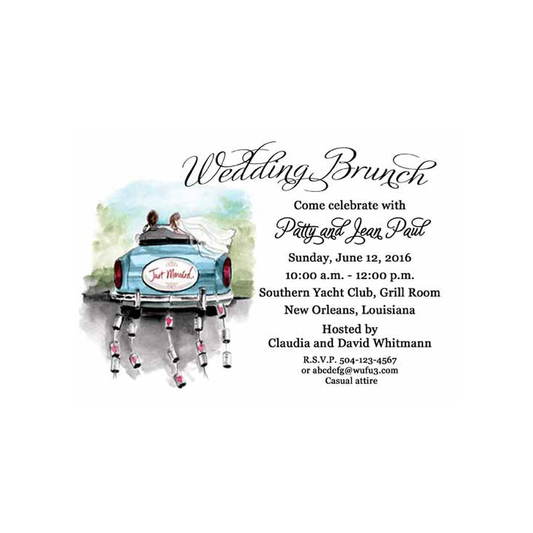 WATERCOLOR GET AWAY CAR CUSTOM INVITATION