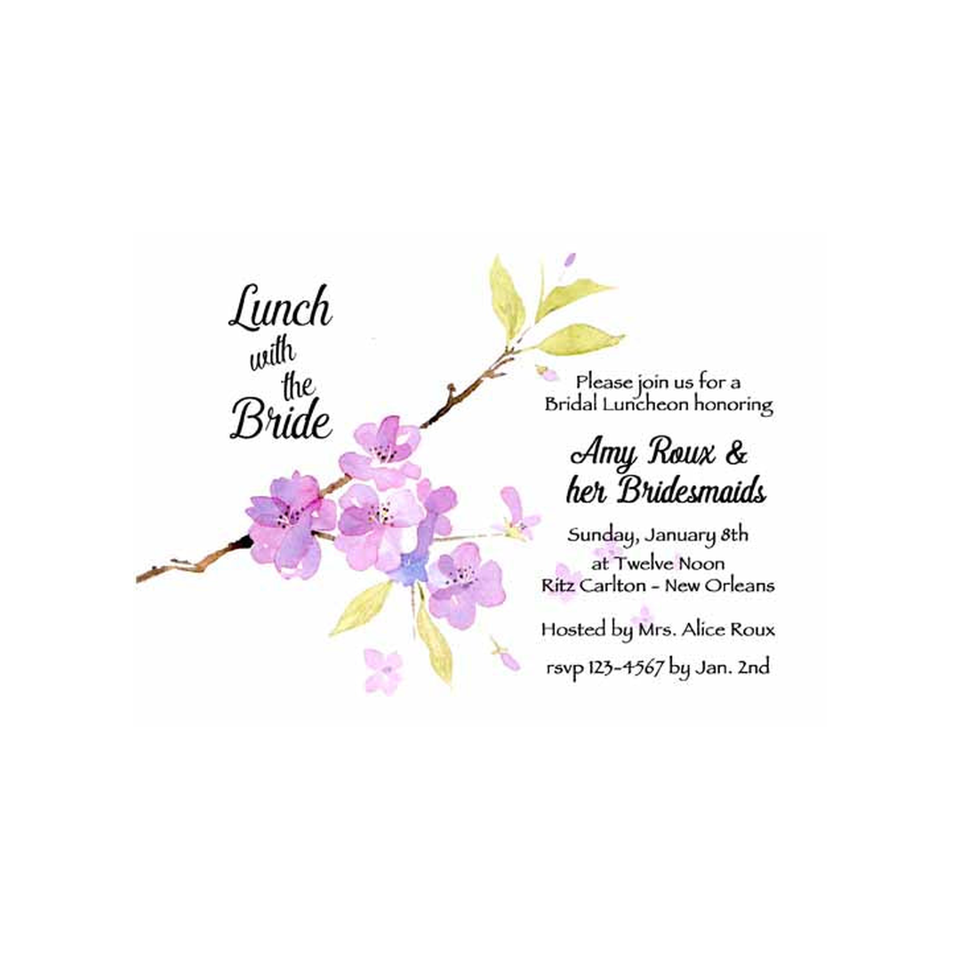 WATERCOLOR SPRING SPRIG CUSTOM INVITATION