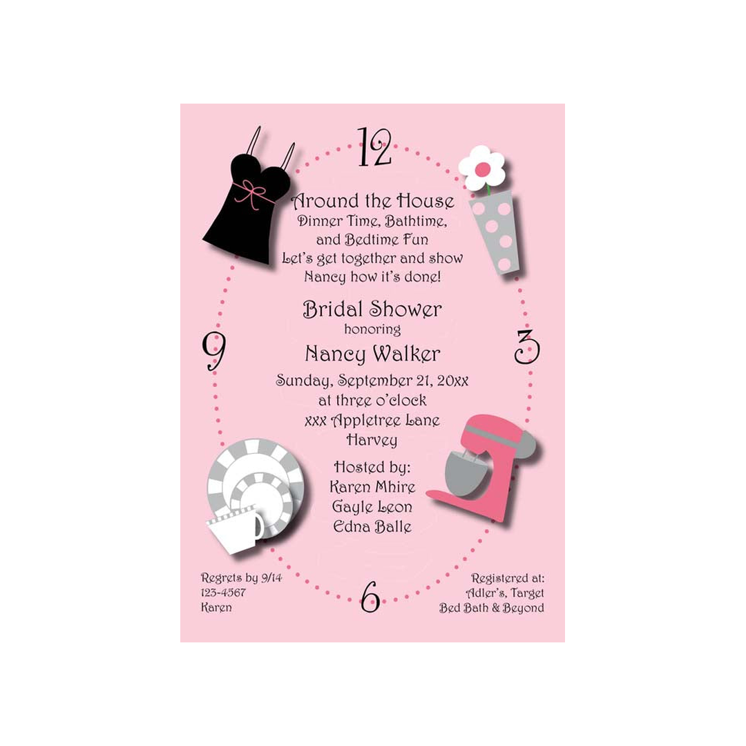 WEDDING AROUND THE CLOCK ITEMS CUSTOM INVITATION
