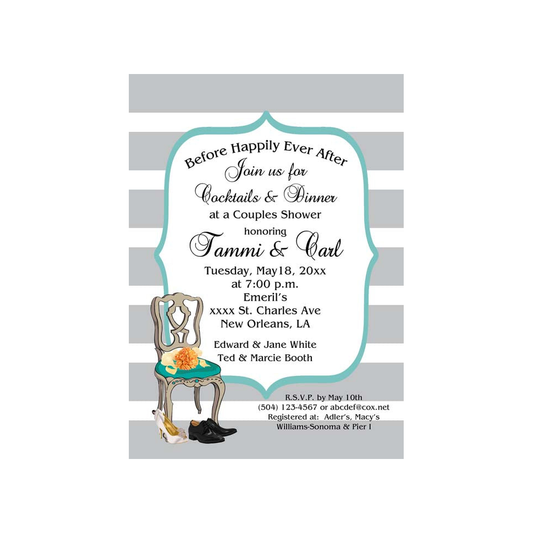 WEDDING CHAIR AND BOUQUET BACKGROUND CUSTOM INVITATION
