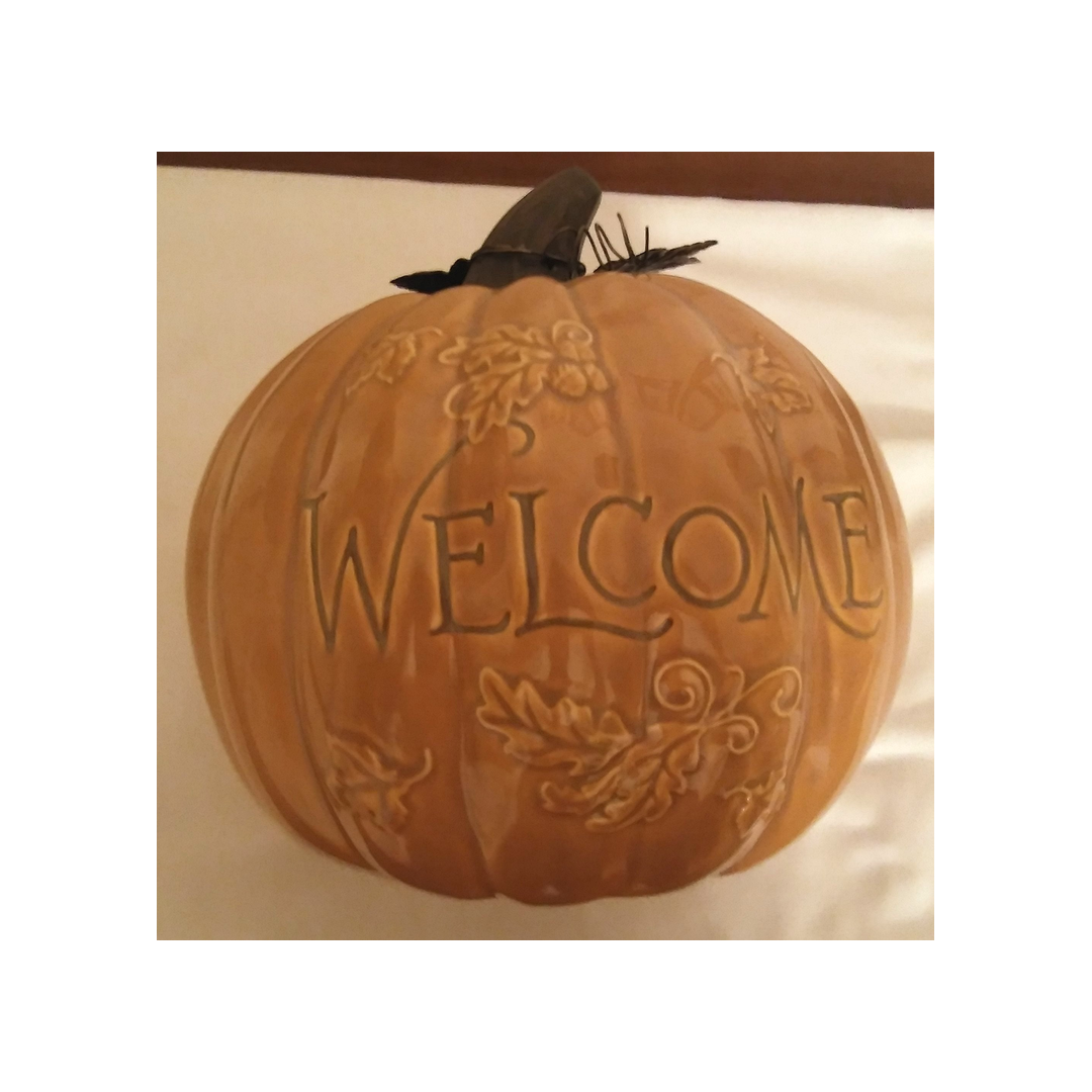 WELCOME CERAMIC PUMPKIN
