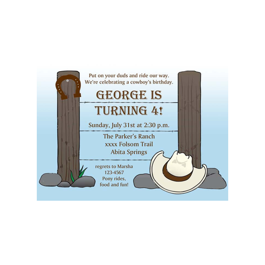 WESTERN HITCHING POST CUSTOM INVITATION